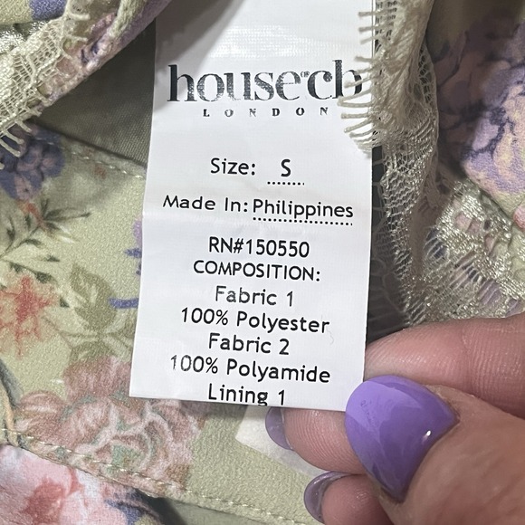 House of CB Sz Small Charlotte Peony Print Midi Dress High Side Slit Coquette - Picture 14 of 16